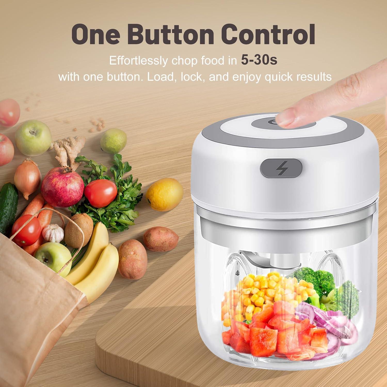 Mini Picadora Eléctrica ROVIGO 370g 2 Tazas USB Blanco