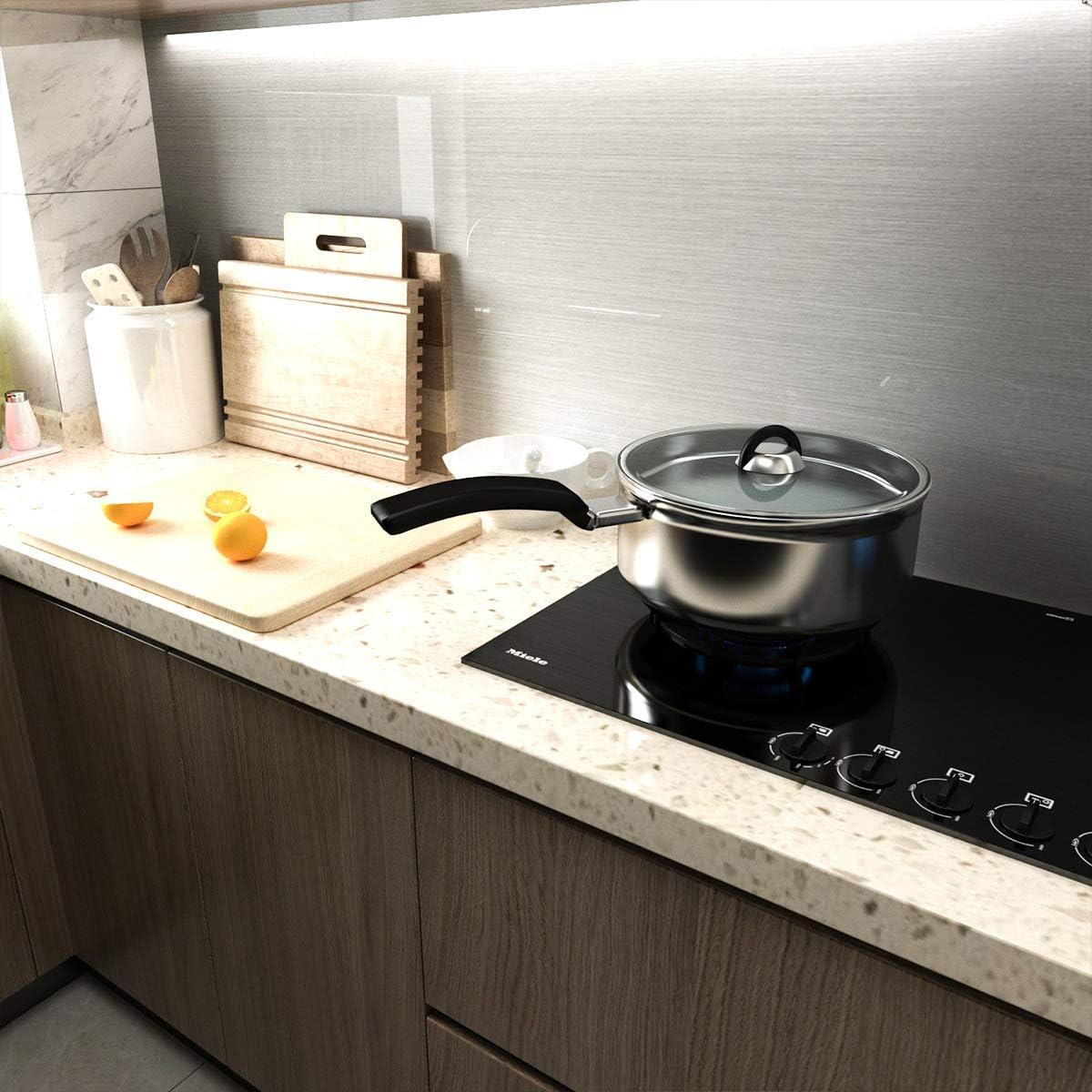 Silver Contact Paper [Thicken Stainless Steel Metallic Feel Waterproof Oil-Proof Peel and Stick Wallpaper for Kitchen Cabinet Dishwasher Refrigerator Metal Surface Furniture Sticker