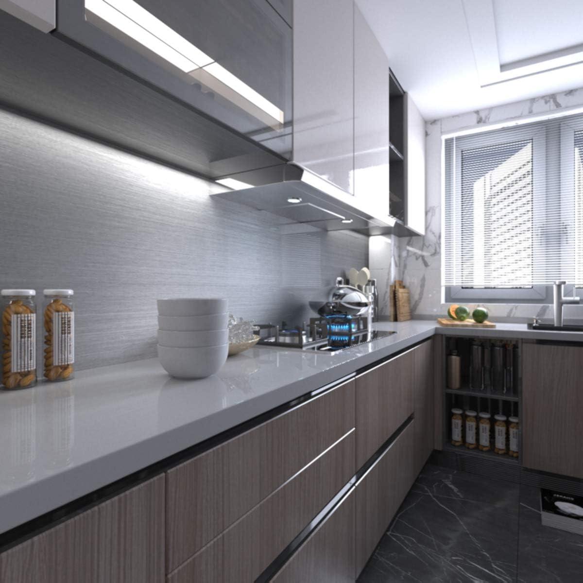 Silver Contact Paper [Thicken Stainless Steel Metallic Feel Waterproof Oil-Proof Peel and Stick Wallpaper for Kitchen Cabinet Dishwasher Refrigerator Metal Surface Furniture Sticker