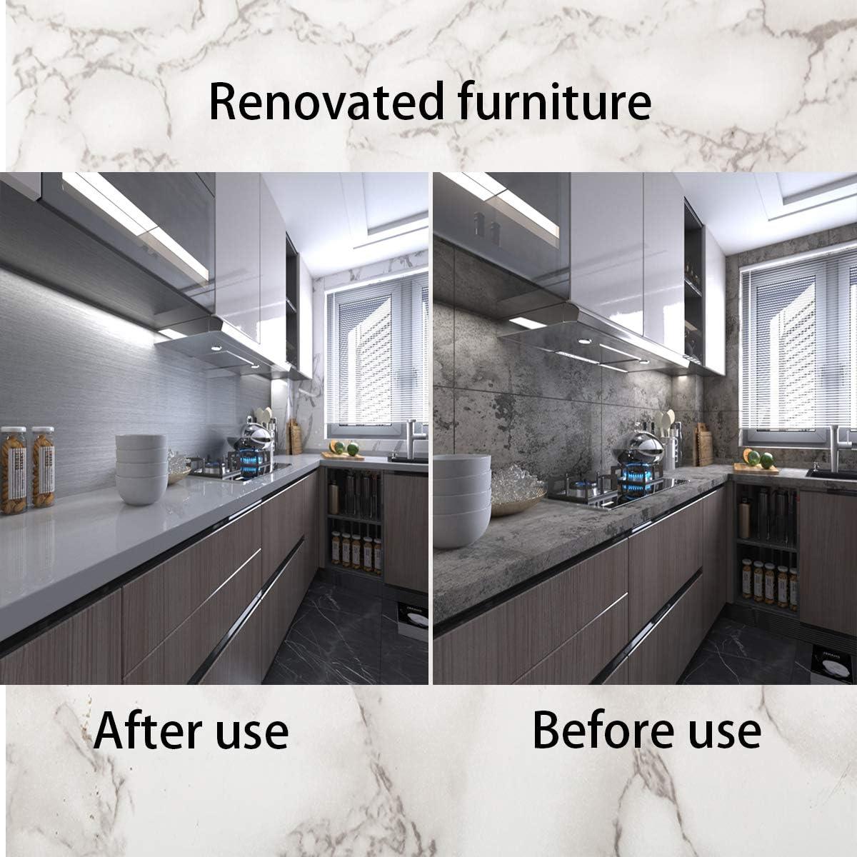 Silver Contact Paper [Thicken Stainless Steel Metallic Feel Waterproof Oil-Proof Peel and Stick Wallpaper for Kitchen Cabinet Dishwasher Refrigerator Metal Surface Furniture Sticker