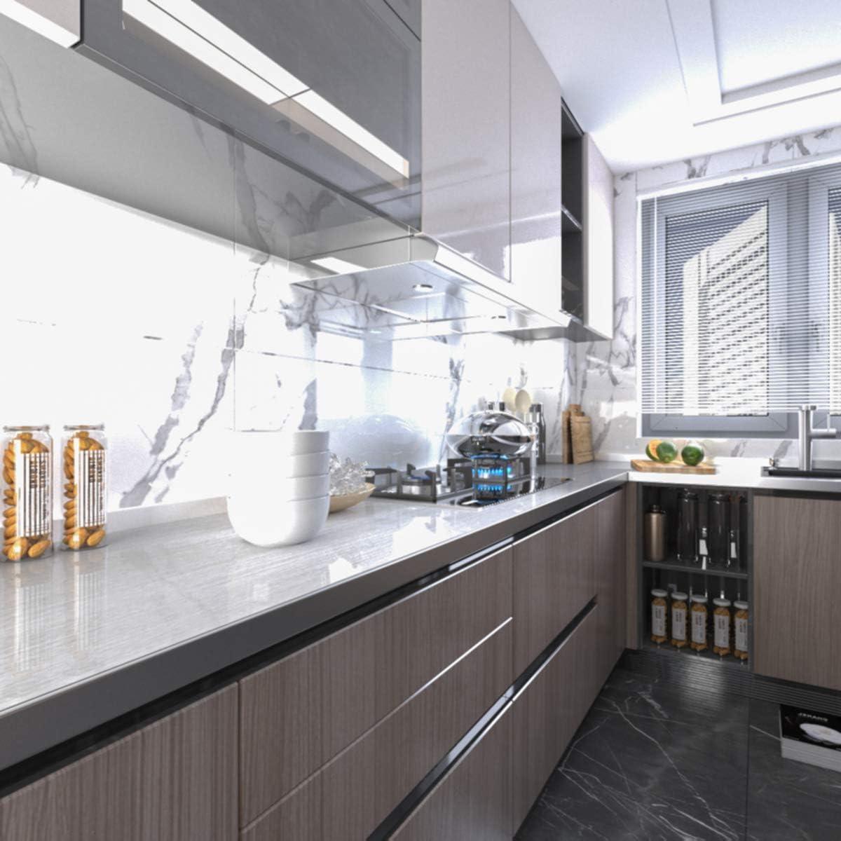 Silver Contact Paper [Thicken Stainless Steel Metallic Feel Waterproof Oil-Proof Peel and Stick Wallpaper for Kitchen Cabinet Dishwasher Refrigerator Metal Surface Furniture Sticker