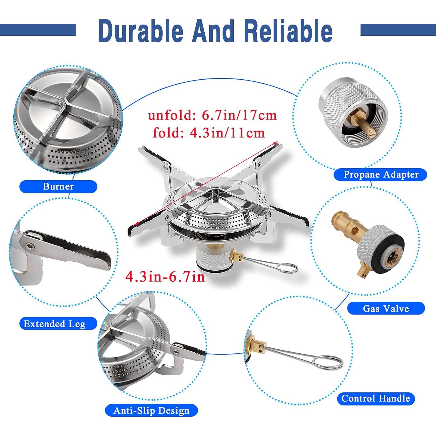 Estufa de Camping Caudblor con Adaptador de Butano - Ligera y Portátil