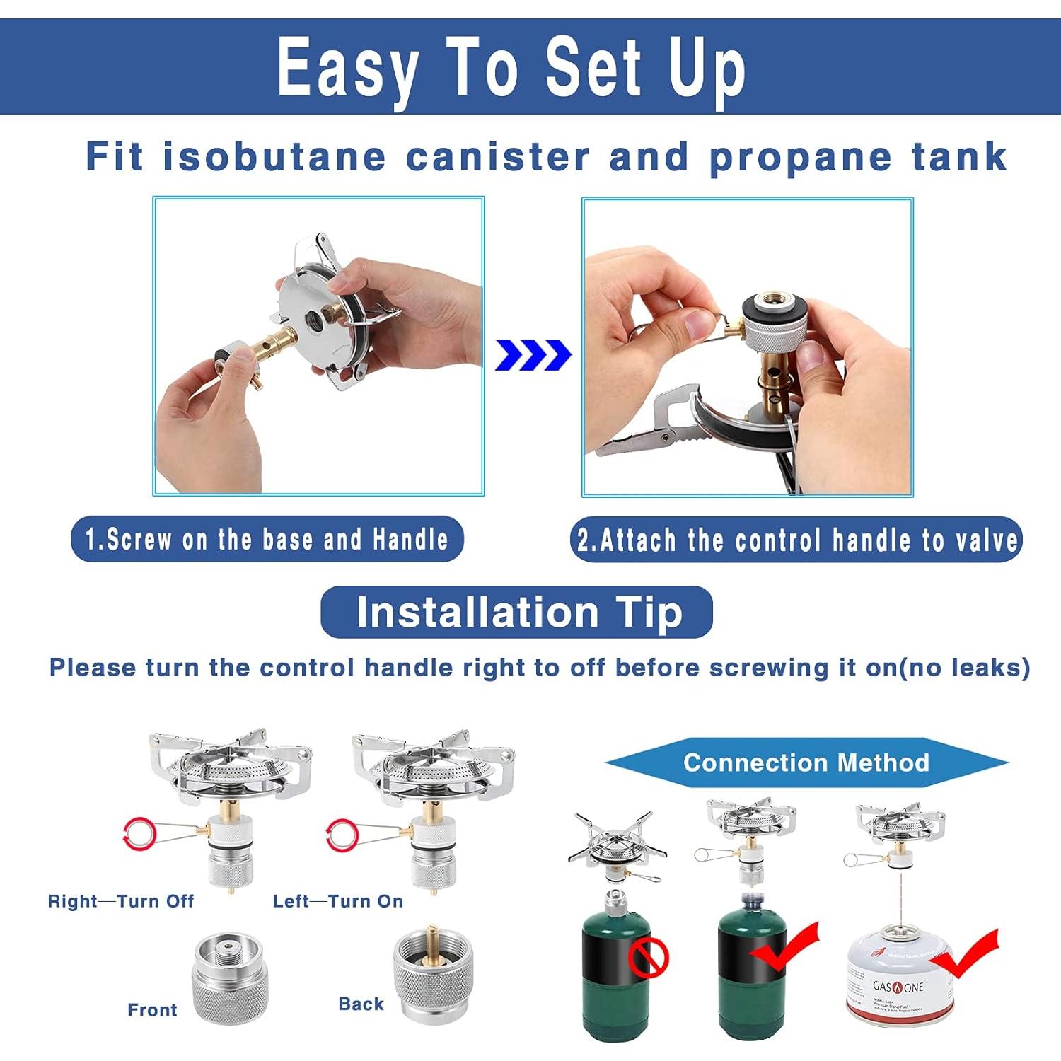 Estufa de Camping Caudblor con Adaptador de Butano - Ligera y Portátil