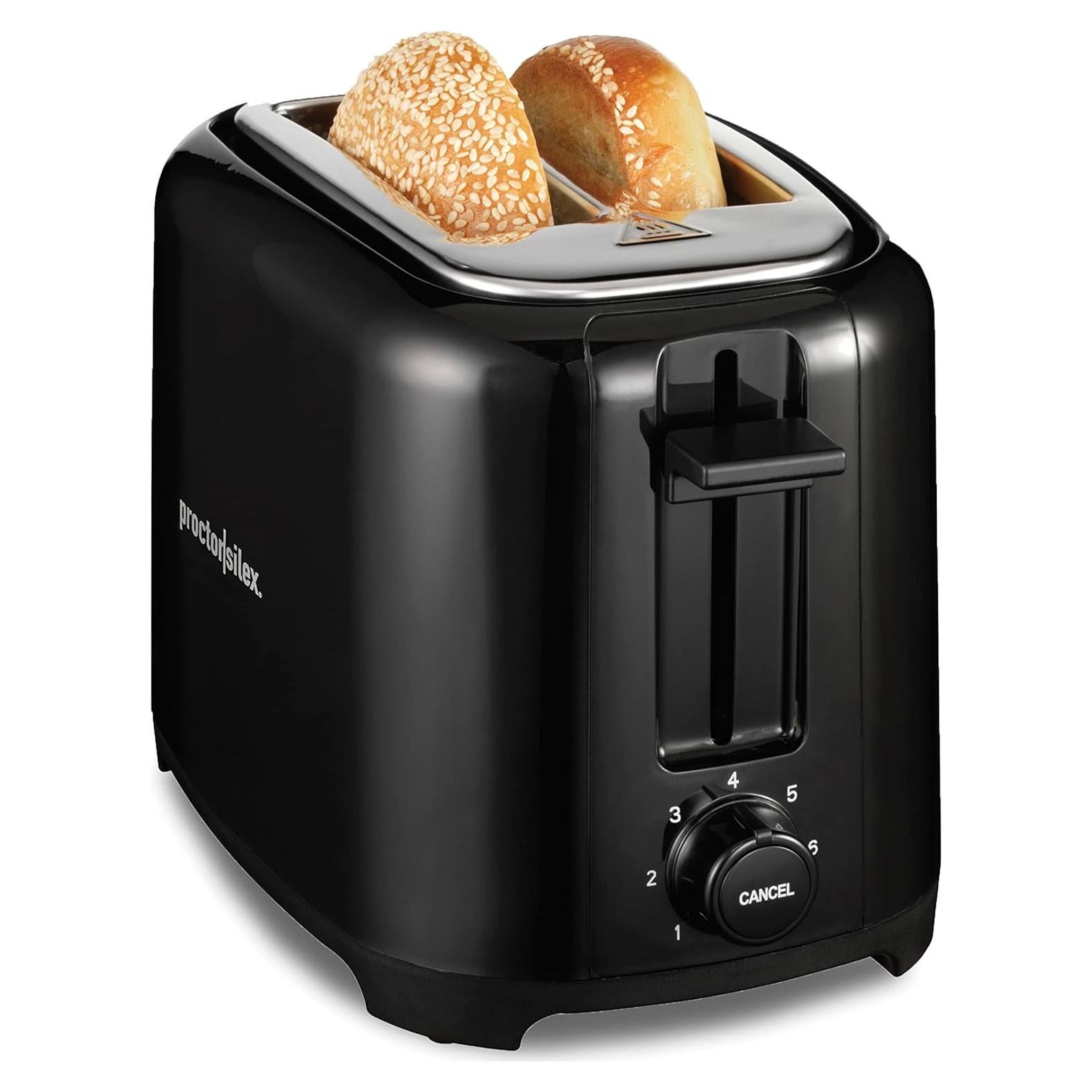Proctor Silex 2-Slice Toaster with Extra Wide Slots for Bagels, Cool-Touch Walls, Shade Selector, Toast Boost, Auto Shut-off and Cancel Button, Black (22305)