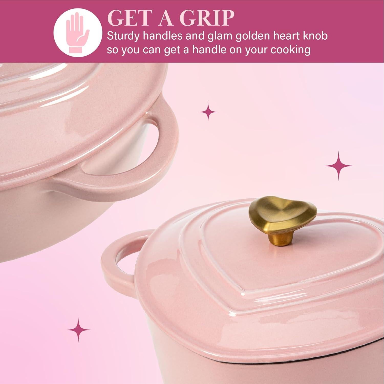 Olla de hierro fundido Paris Hilton 2 cuartos corazón rosa