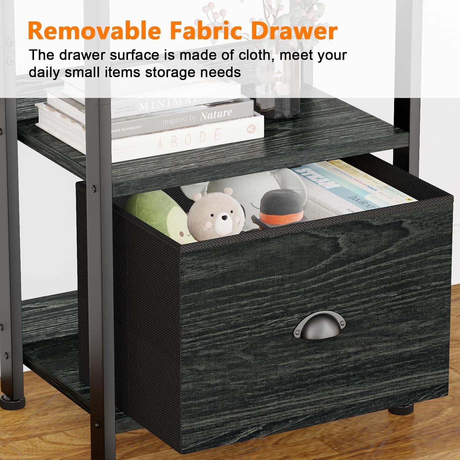 Estantería Furologee 4 Niveles Negra con Cajón y Respaldo