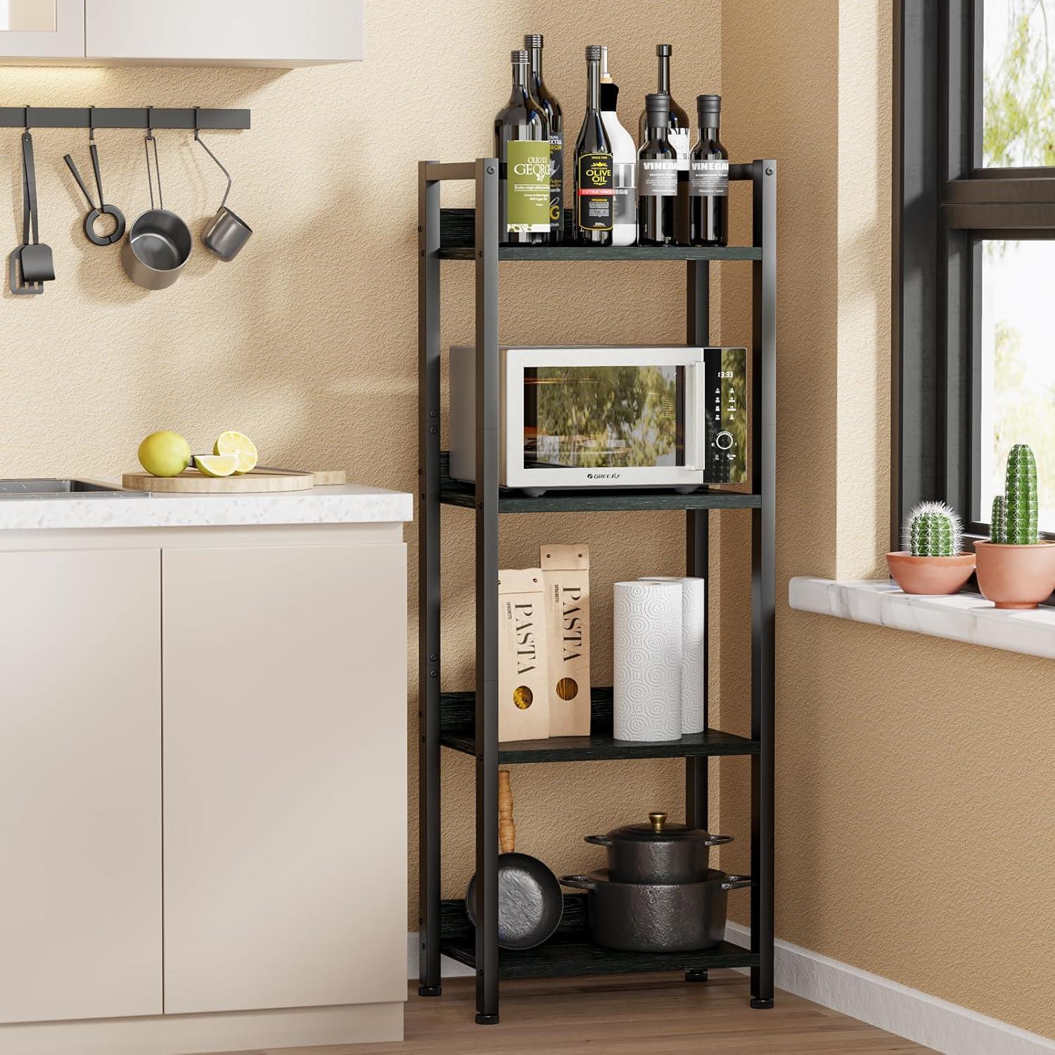 Estantería Furologee 4 Niveles Negra con Cajón y Respaldo