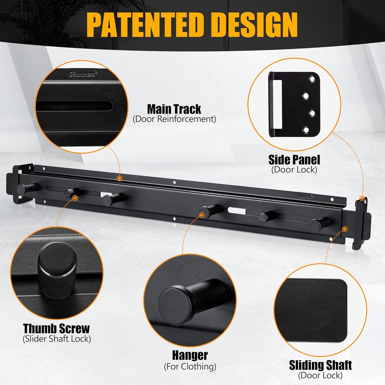 Door Bar Lock - Patented Door Barricade Security Bar - Home Safety Improvement, Door Reinforcement, Childproof, Break-in Prevention - Premium Grade Steel Door Mount for 26''-37'' Wide Doors