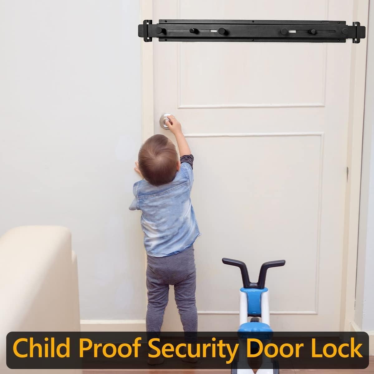 Door Bar Lock - Patented Door Barricade Security Bar - Home Safety Improvement, Door Reinforcement, Childproof, Break-in Prevention - Premium Grade Steel Door Mount for 26''-37'' Wide Doors
