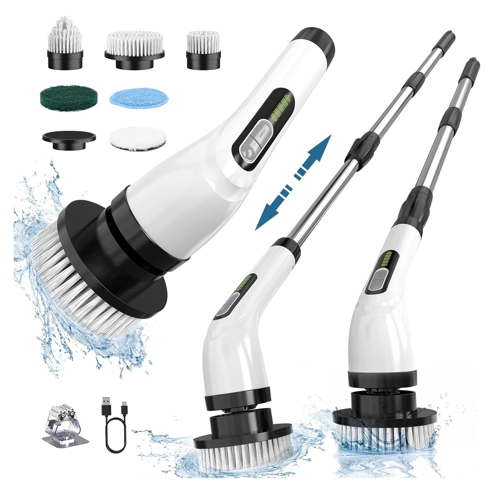 Electric Spin Scrubber for Cleaning Bathroom: Cordless Power Shower Scrubber - Electric Cleaning Brush for Tile Tub