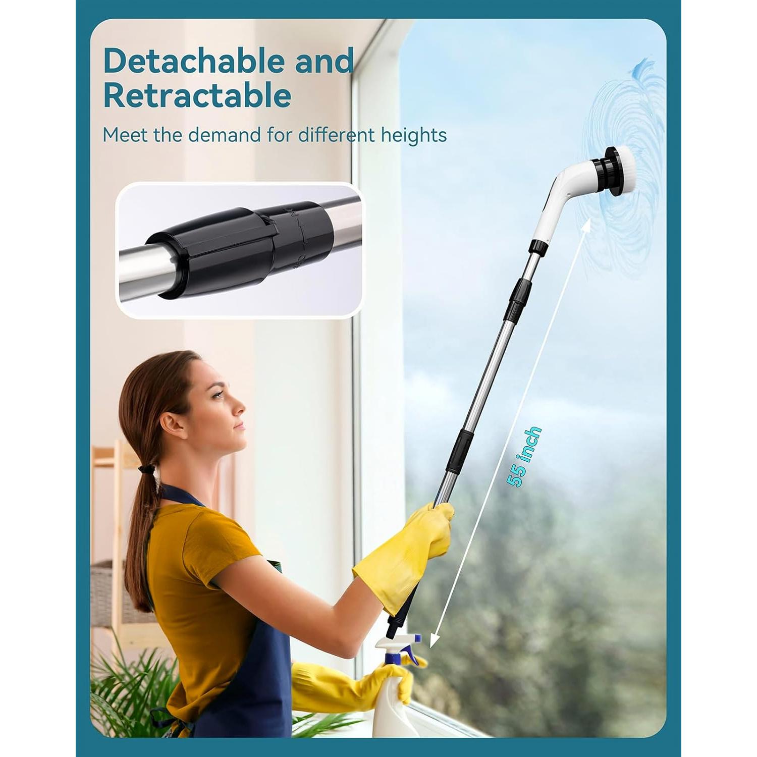 Electric Spin Scrubber for Cleaning Bathroom: Cordless Power Shower Scrubber - Electric Cleaning Brush for Tile Tub