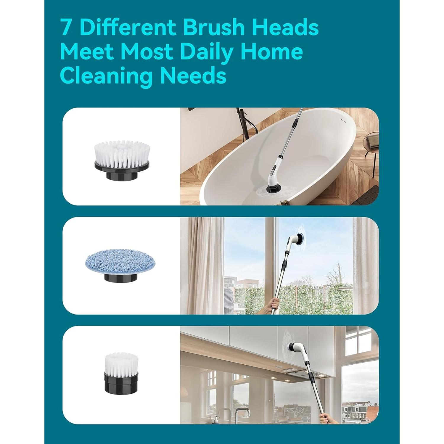 Electric Spin Scrubber for Cleaning Bathroom: Cordless Power Shower Scrubber - Electric Cleaning Brush for Tile Tub
