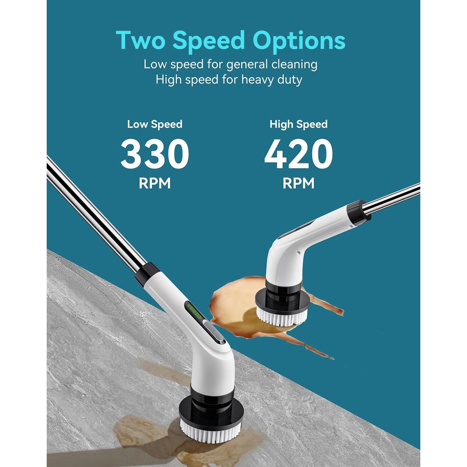 Electric Spin Scrubber for Cleaning Bathroom: Cordless Power Shower Scrubber - Electric Cleaning Brush for Tile Tub