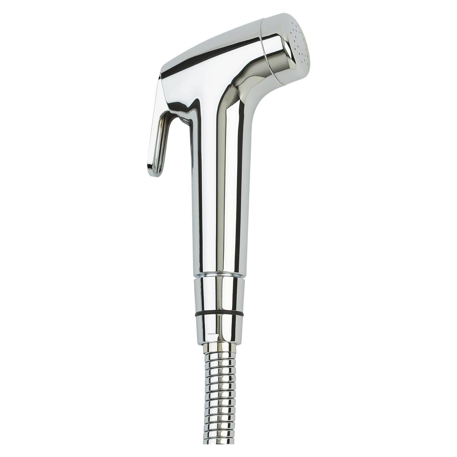 Brondell PS-91C PureSpa Essential Handheld Bidet Sprayer for Toilets, Includes Spiral Metal Hose and Holster, Ambient Temperature, Polished Chrome