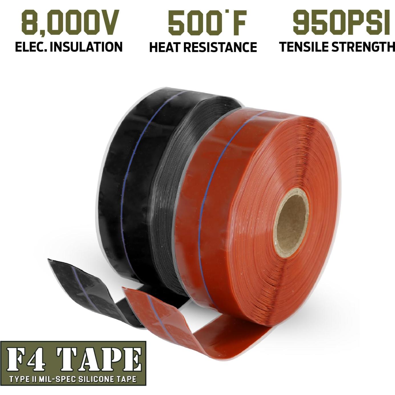 Bond It F4 Emergency Self-Fusing Silicone Tape, Repair Plumbing Pipe & Radiator Hose Leak, Electrical Insulation, Permanent Bonding, Waterproof, 1" x 36' x 20mil, Black