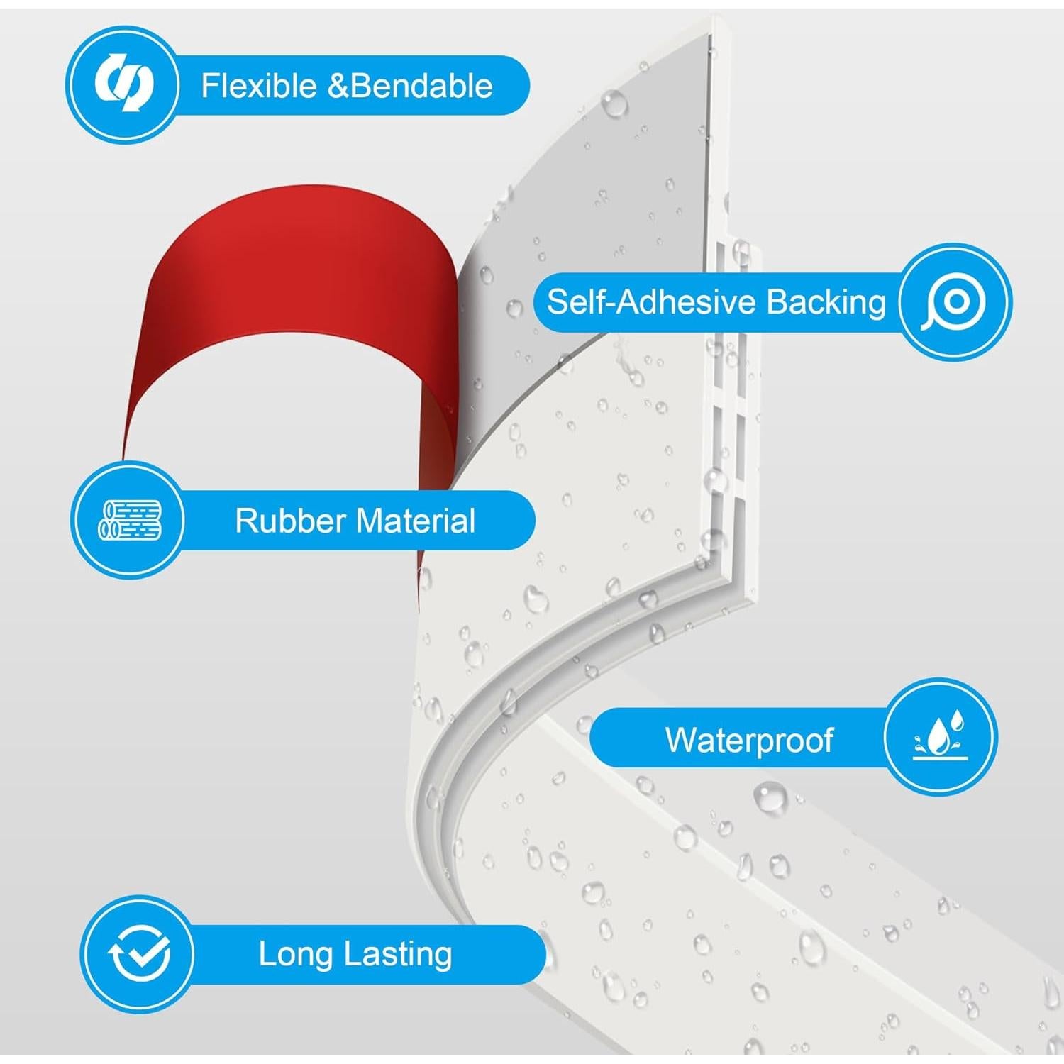 Sightor 4 Pack Door Draft Stopper for Bottom of Door, Under Door Sweep for Exterior & Interior Doors, Adjustable Weather Stripping Door Bottom Seal Blocker Noise (White, 4 Pack)