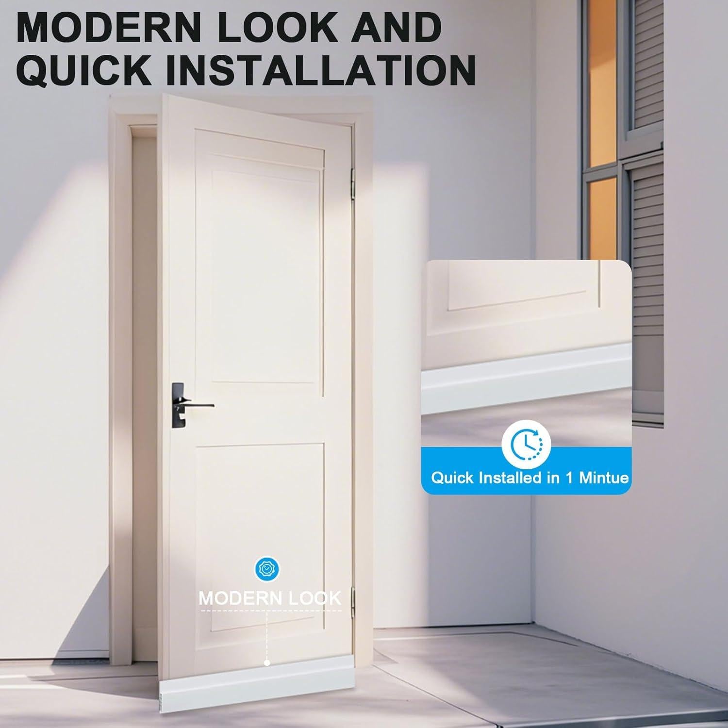 Sightor 4 Pack Door Draft Stopper for Bottom of Door, Under Door Sweep for Exterior & Interior Doors, Adjustable Weather Stripping Door Bottom Seal Blocker Noise (White, 4 Pack)