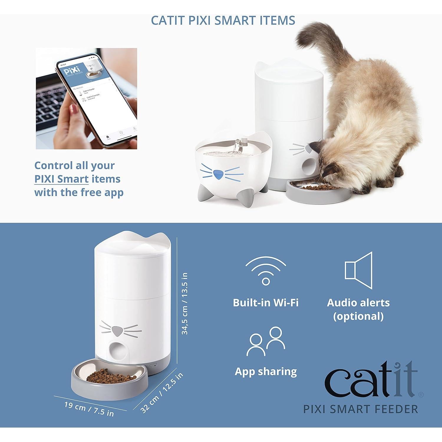Alimentador Inteligente Catit PIXI para Gatos - Dispensador Automático WiFi