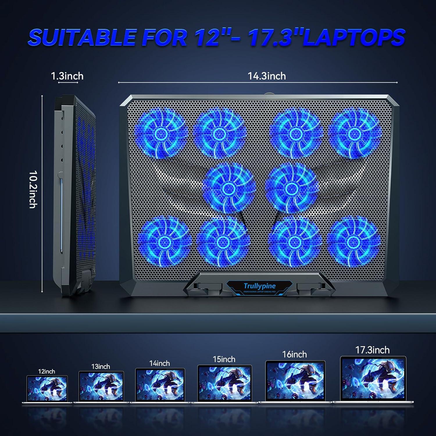 Enfriador de Laptop Trullypine con 10 Ventiladores Silenciosos