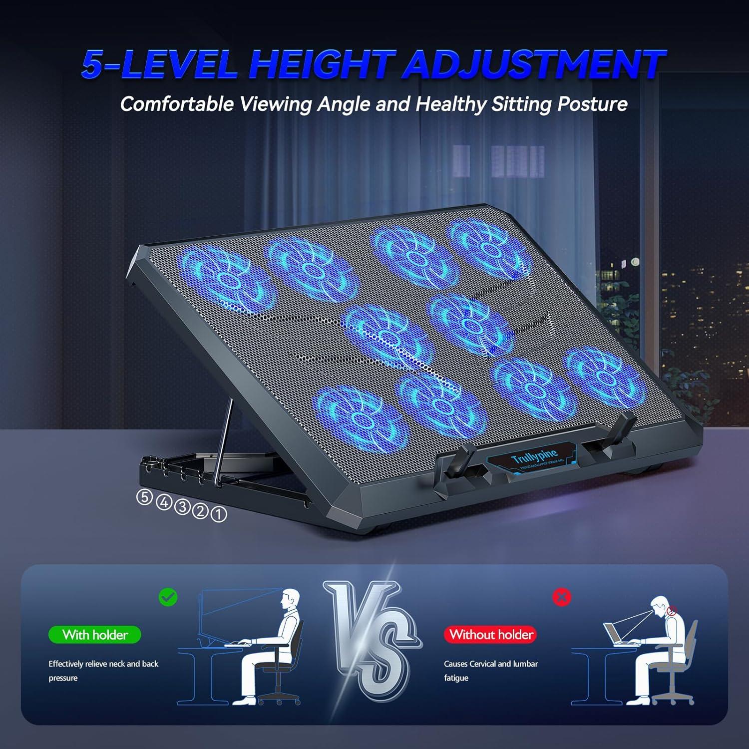 Enfriador de Laptop Trullypine con 10 Ventiladores Silenciosos