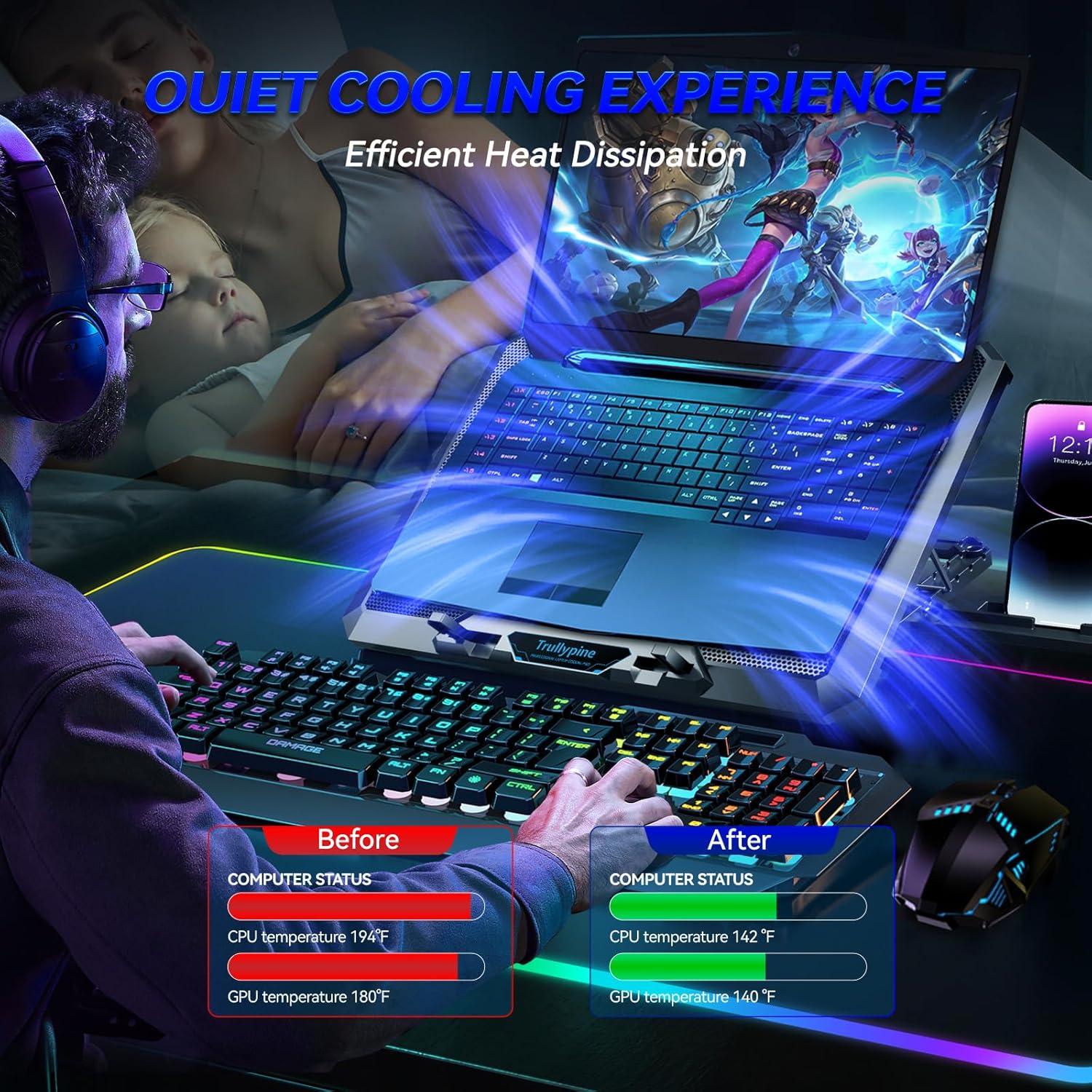 Enfriador de Laptop Trullypine con 10 Ventiladores Silenciosos