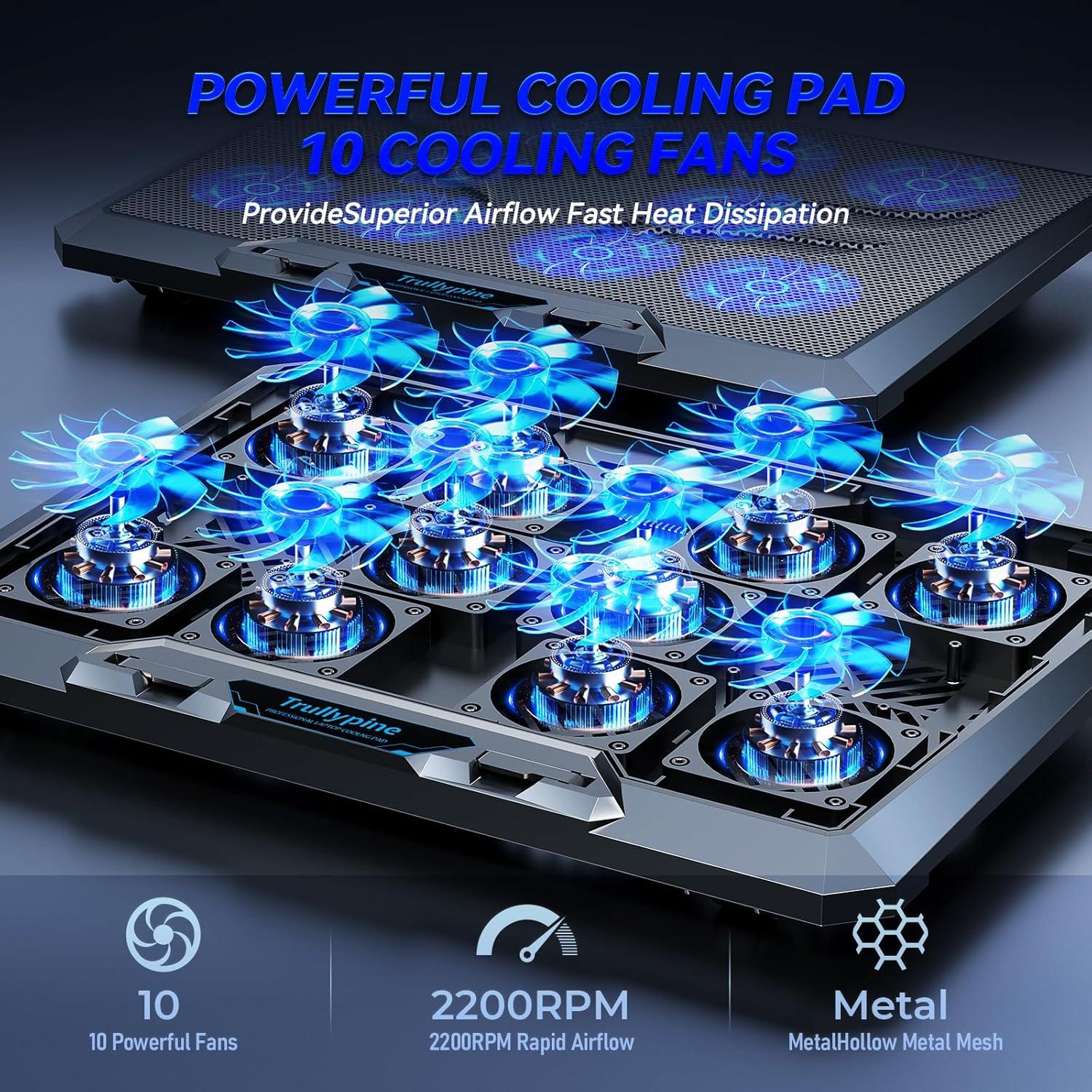 Enfriador de Laptop Trullypine con 10 Ventiladores Silenciosos
