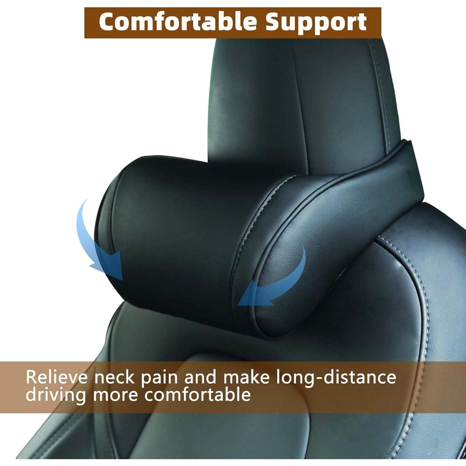 Car Neck Pillow with Memory Foam Comfortable Ergonomic Design Seat Neck Support Headrest Softness Car Pillow Cushion for Driving, Universal Fit, 1 Piece, Black