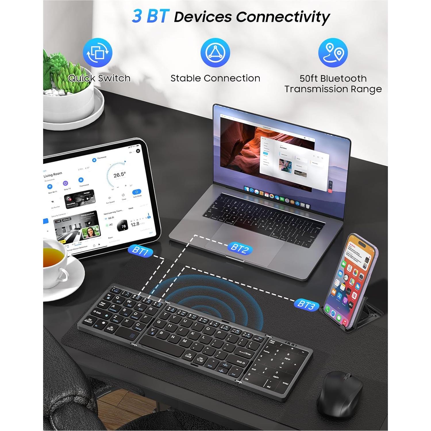Teclado Bluetooth Plegable MoKo con Touchpad y Numérico