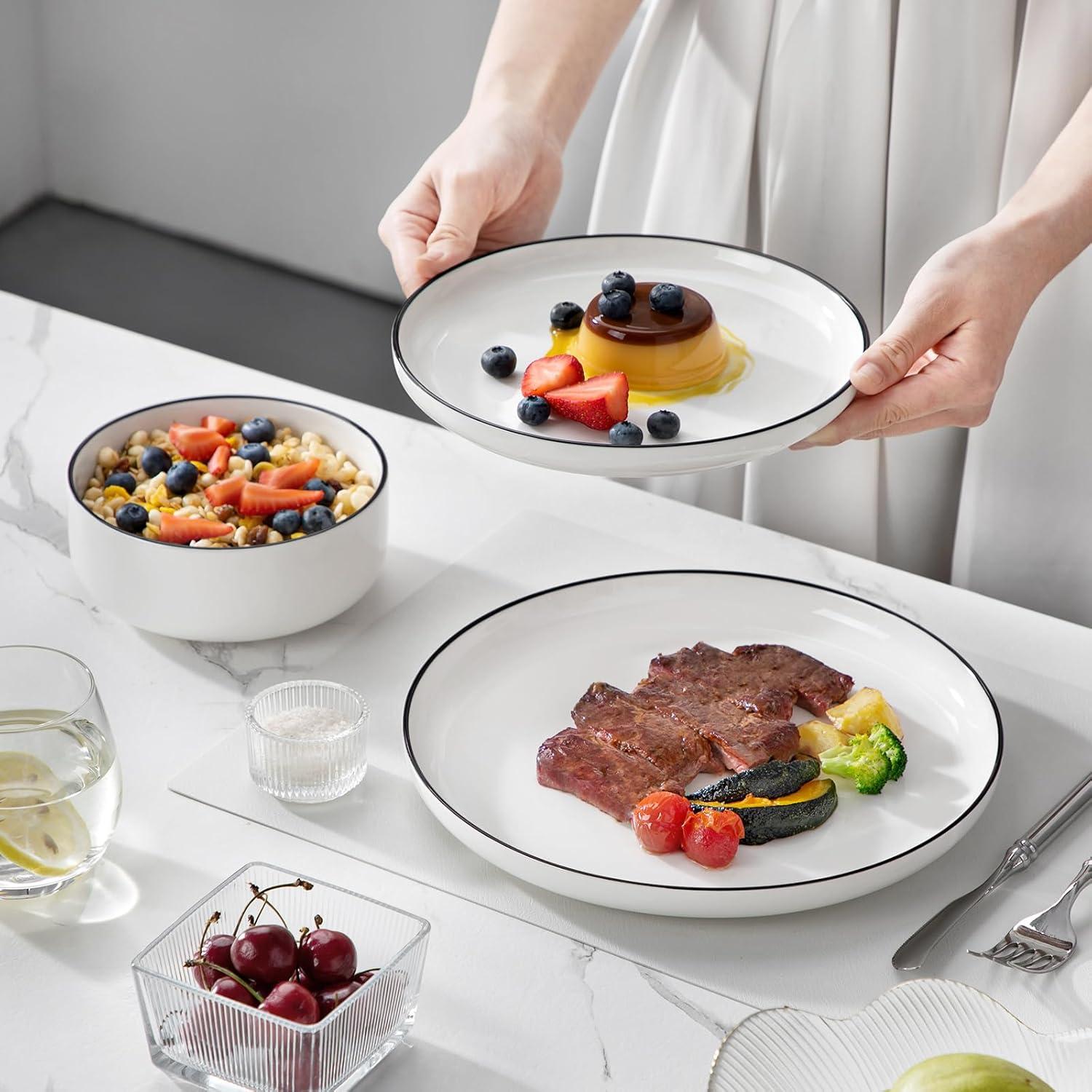 MALACASA Juego de Vajilla 12 Piezas para 4 Personas LUNA