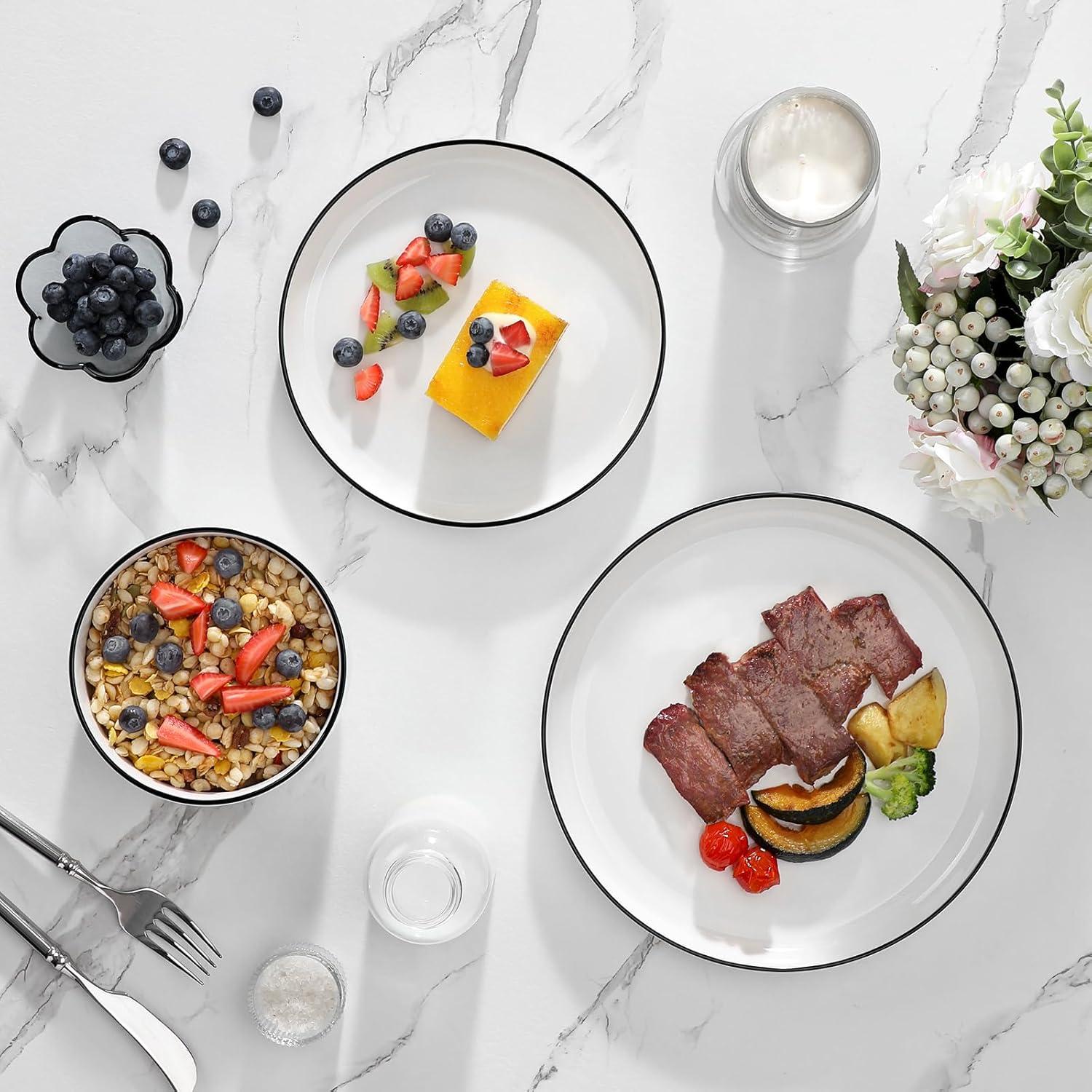 MALACASA Juego de Vajilla 12 Piezas para 4 Personas LUNA