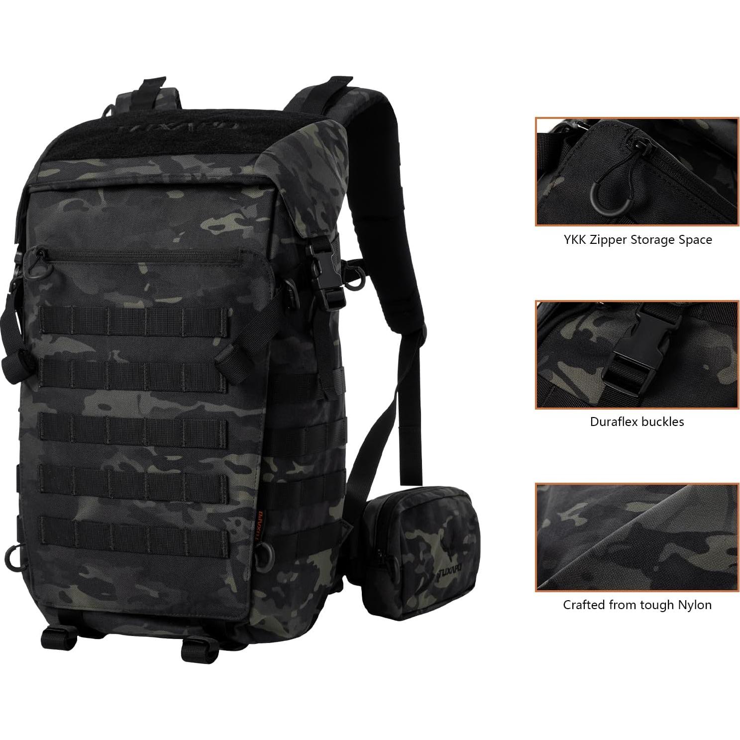 Mochila Táctica TUXAPO 30L Molle Militar Multicam Negro