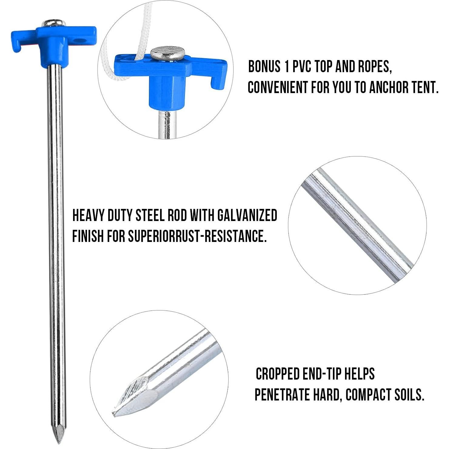 Estacas de Carpa ABCCANOPY 20,32 cm Paquete de 10 Azul