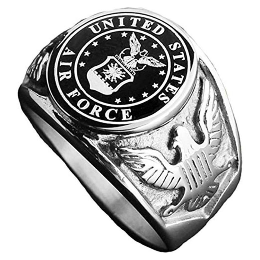 Anillo Militar de Acero Titanio Fuerza Aérea EE. UU. Niños