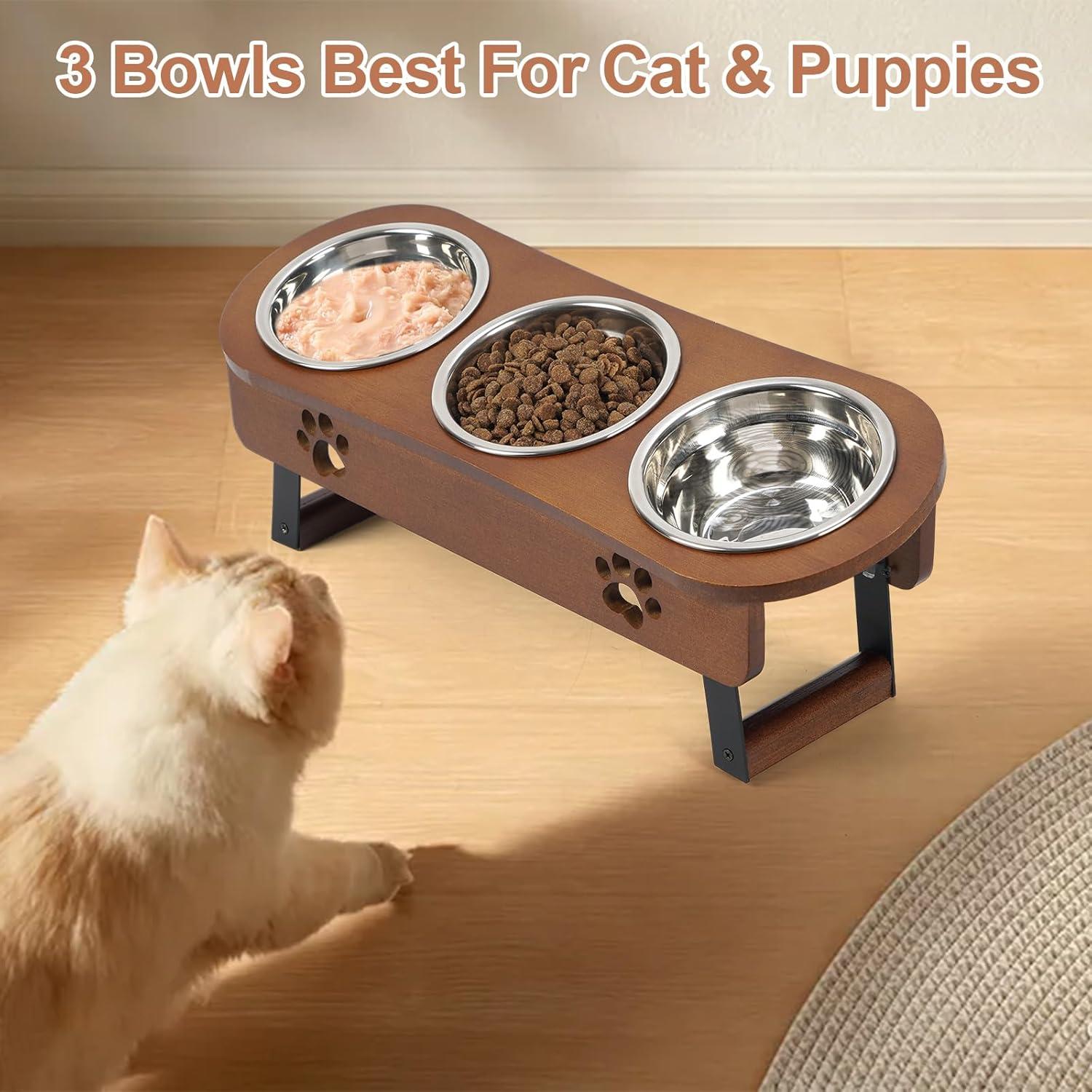 Tazón de Comida Elevado para Gatos CILXGQLN 2 Alturas 42x15cm