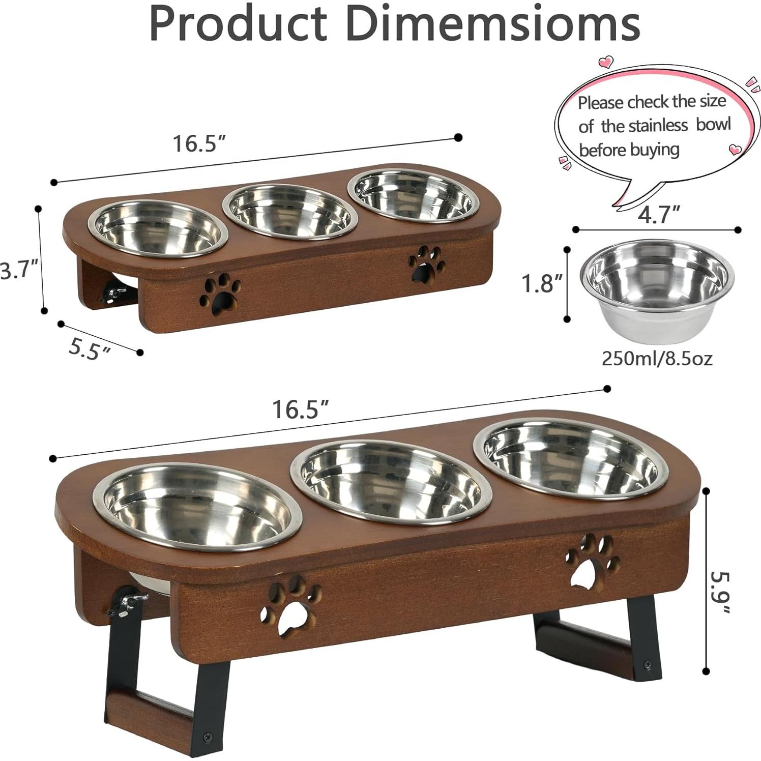 Tazón de Comida Elevado para Gatos CILXGQLN 2 Alturas 42x15cm