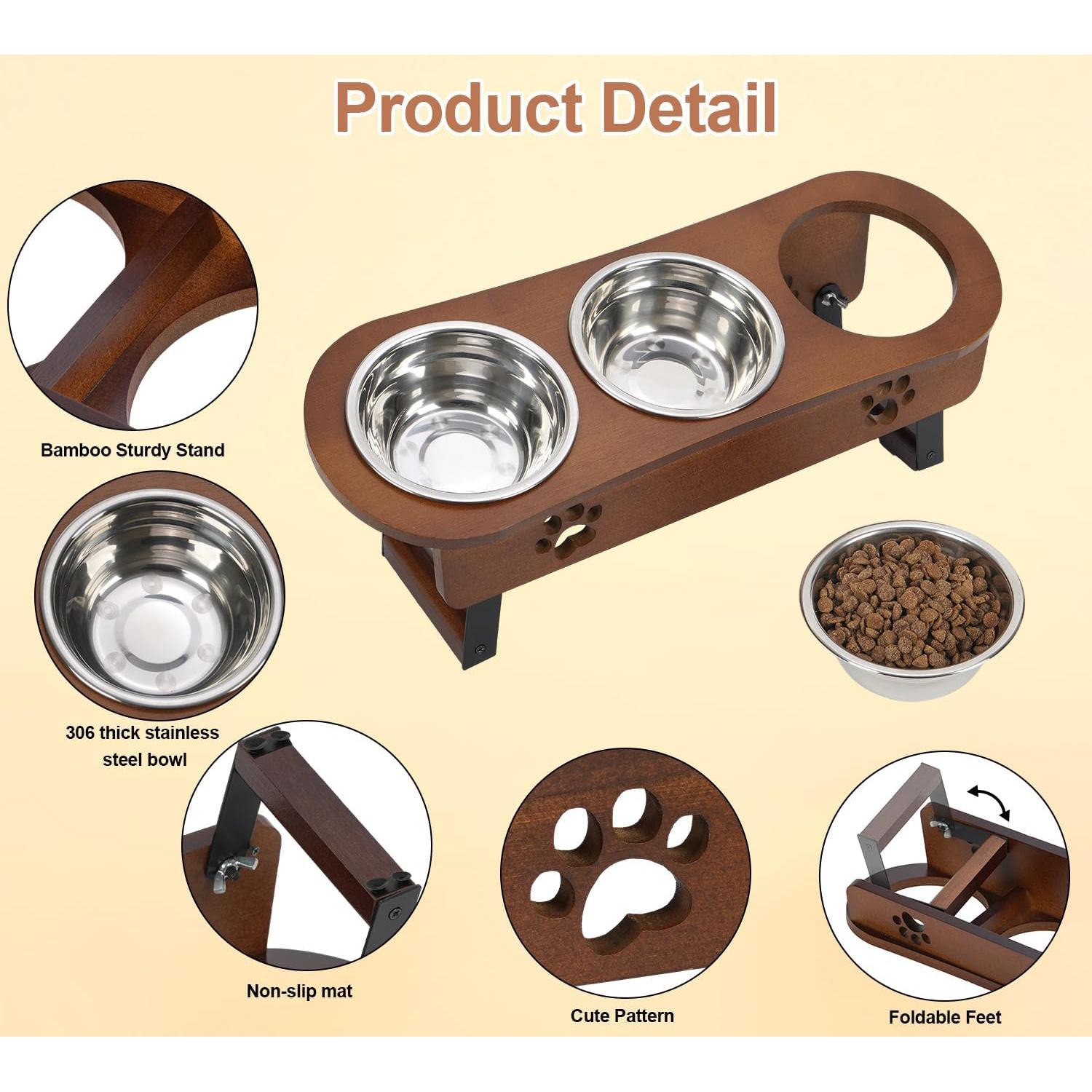 Tazón de Comida Elevado para Gatos CILXGQLN 2 Alturas 42x15cm