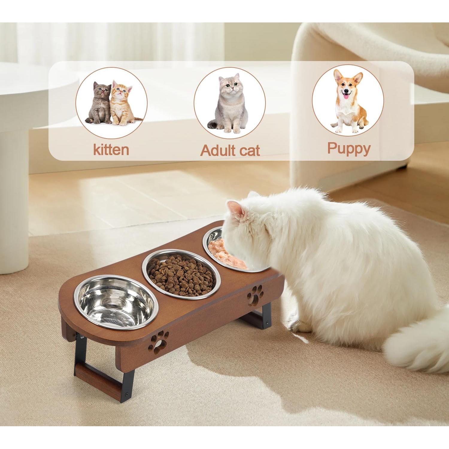 Tazón de Comida Elevado para Gatos CILXGQLN 2 Alturas 42x15cm