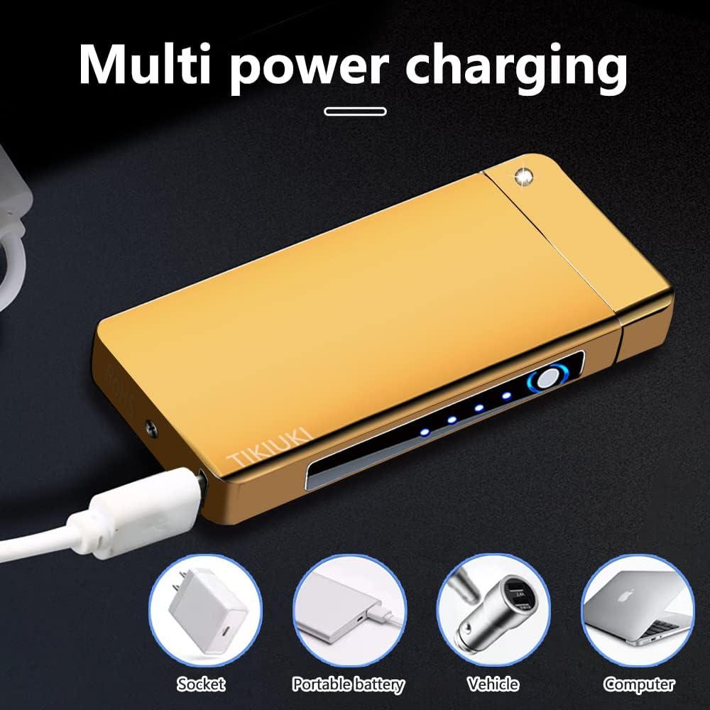 Encendedor Eléctrico de Plasma TIKIUKI Dorado a Prueba de Viento