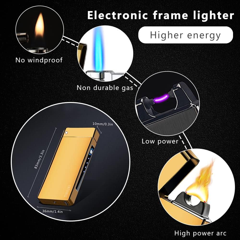 Encendedor Eléctrico de Plasma TIKIUKI Dorado a Prueba de Viento