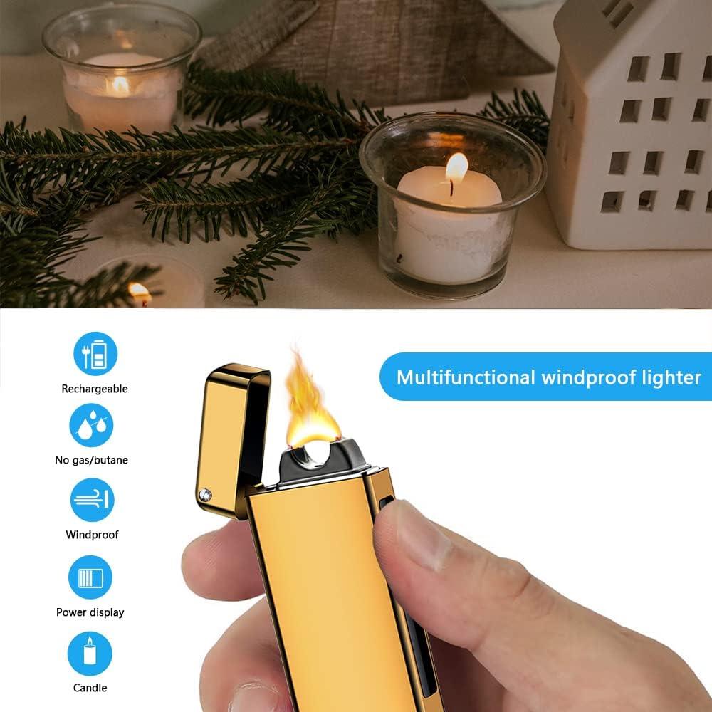 Encendedor Eléctrico de Plasma TIKIUKI Dorado a Prueba de Viento