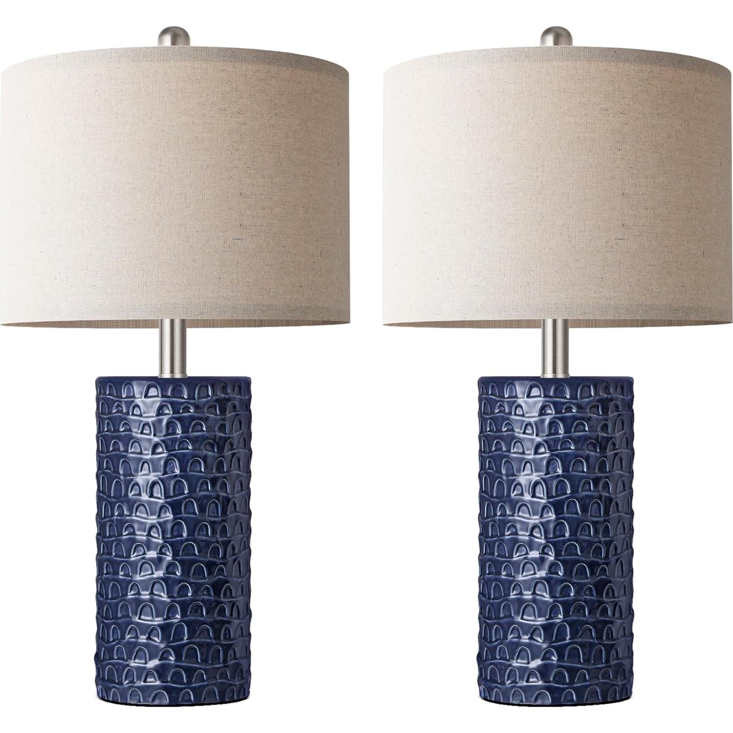 Juego de 2 Lámparas de Mesa PARTPHONER Azul Marino 58cm