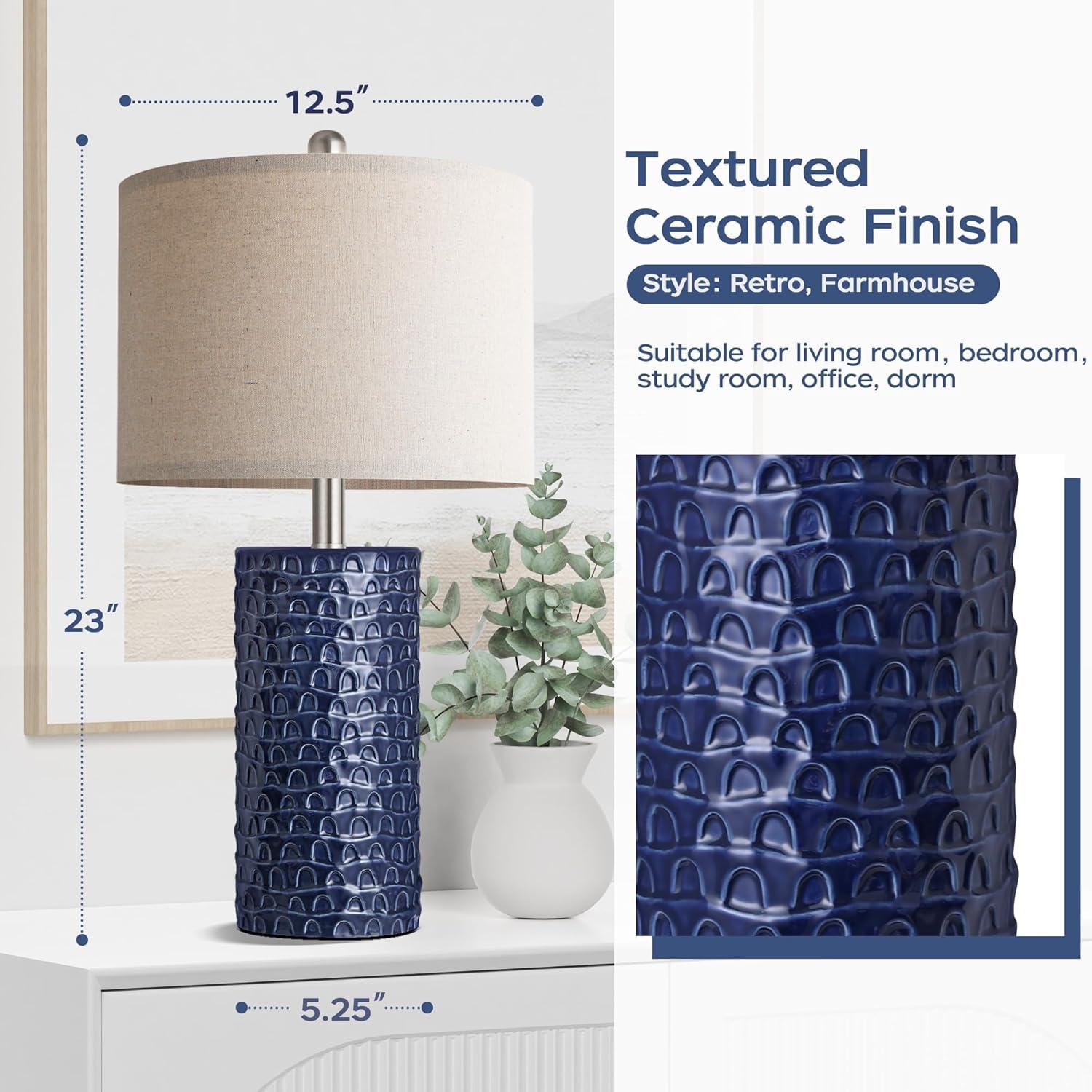 Juego de 2 Lámparas de Mesa PARTPHONER Azul Marino 58cm