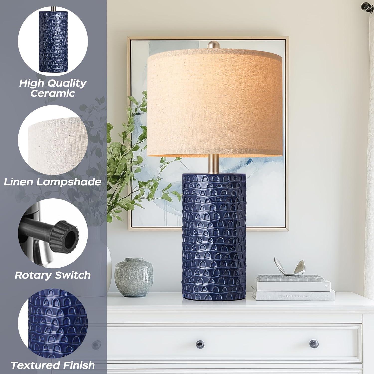 Juego de 2 Lámparas de Mesa PARTPHONER Azul Marino 58cm