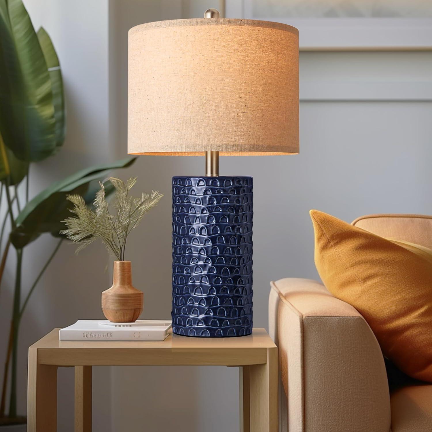 Juego de 2 Lámparas de Mesa PARTPHONER Azul Marino 58cm