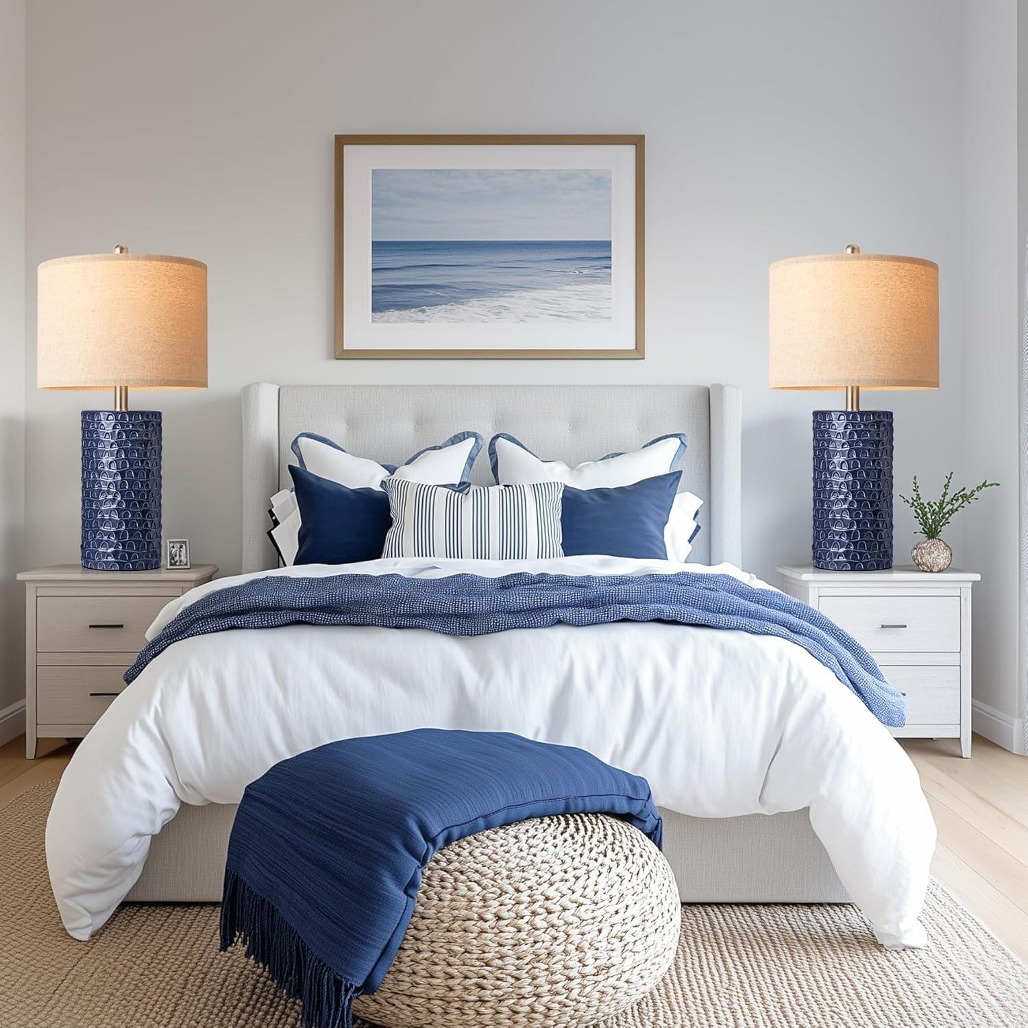 Juego de 2 Lámparas de Mesa PARTPHONER Azul Marino 58cm