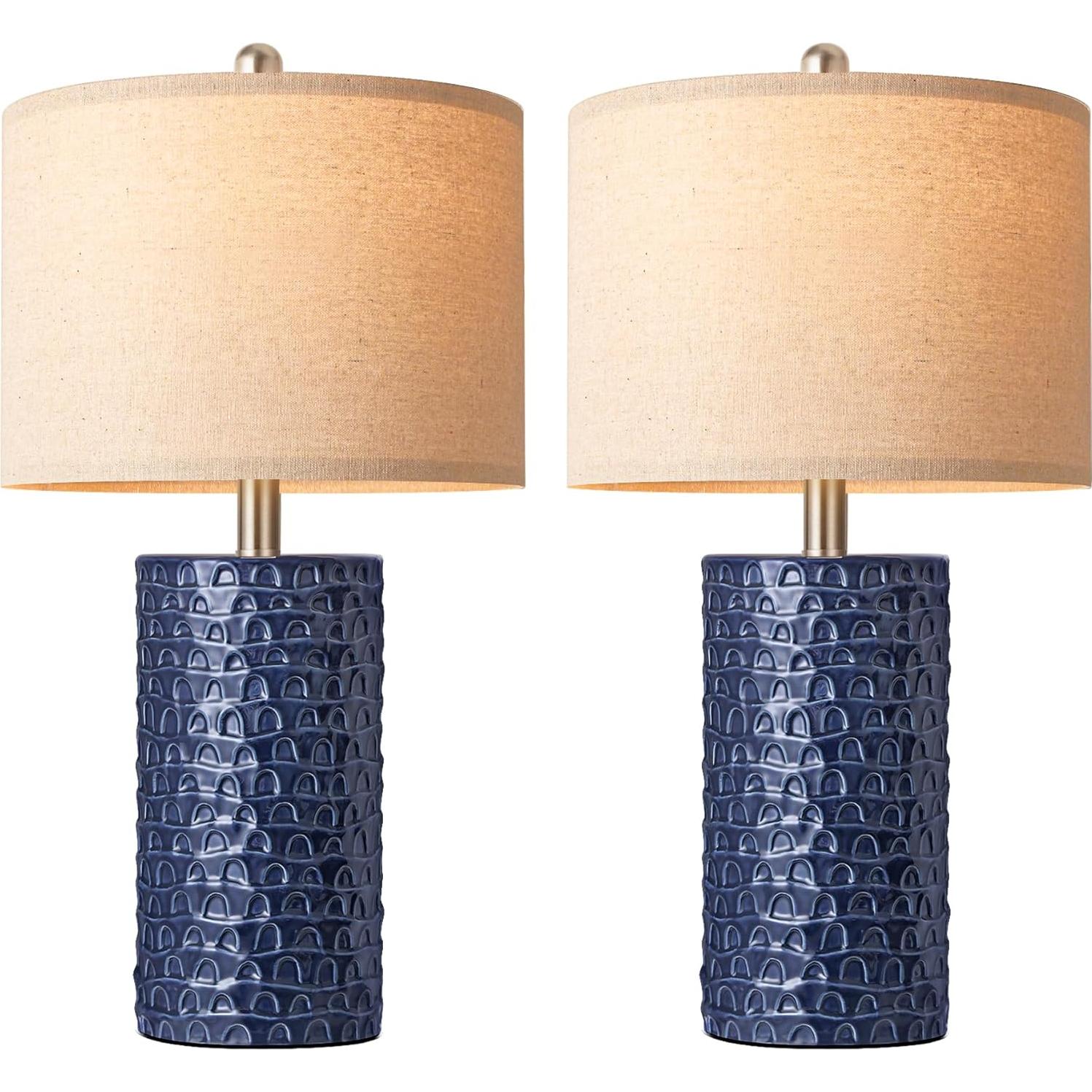 Juego de 2 Lámparas de Mesa PARTPHONER Azul Marino 58cm