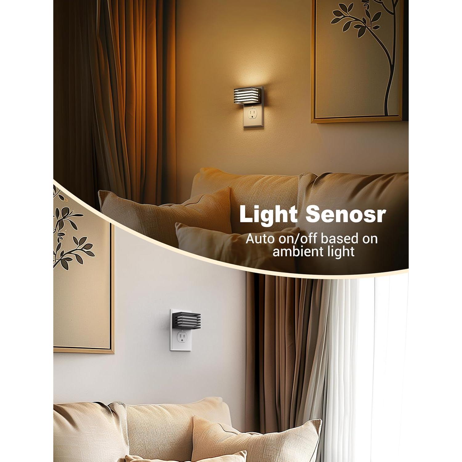 Luz Nocturna LED JandCase 2 Piezas con Sensor y Brillo Ajustable