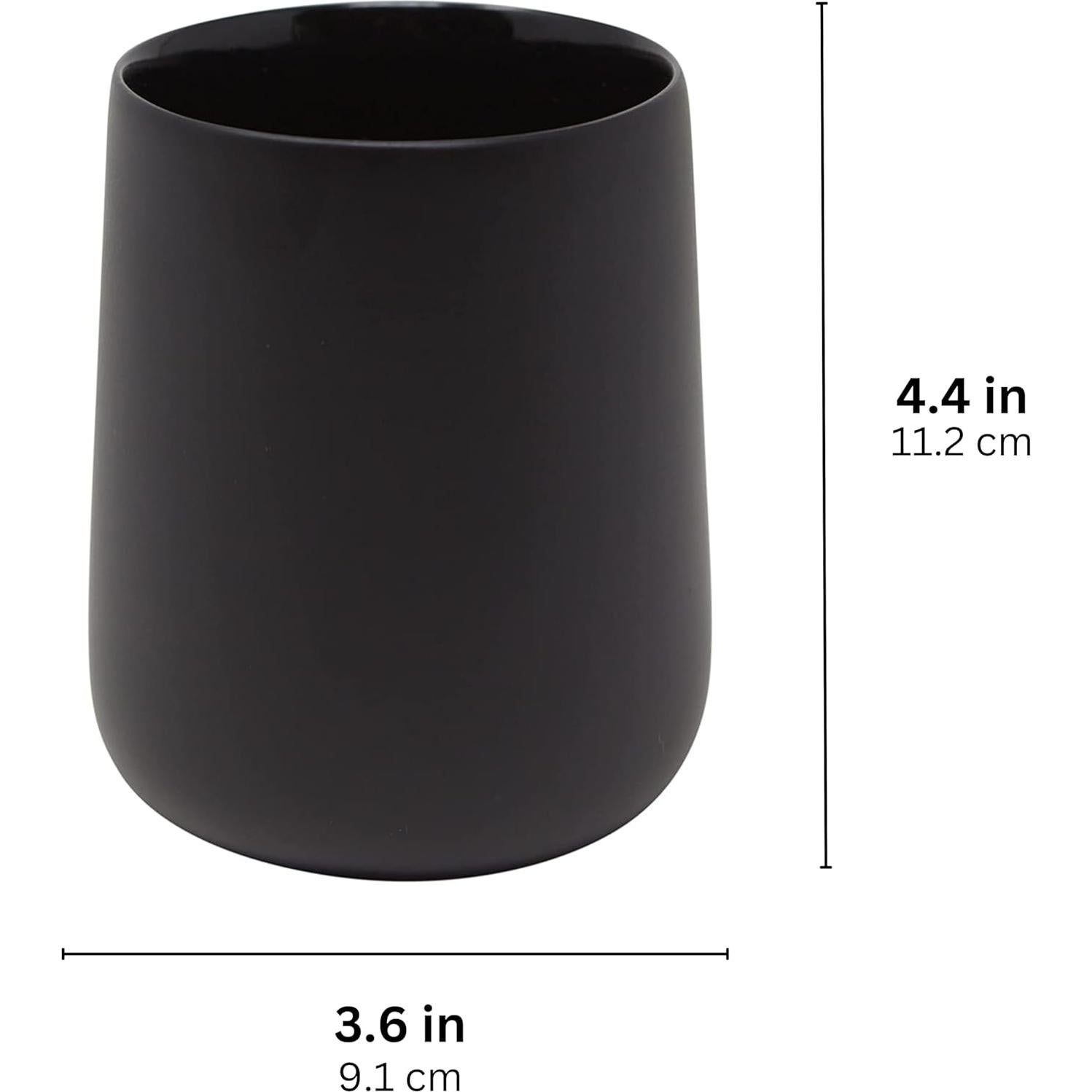 Matte Black Toothbrush and Toothpaste Holder and Cup for Bathroom Vanity and Countertop, Round Organizer for Electric Toothbrushes, Floss, Razors, Cotton, and Mouthwash