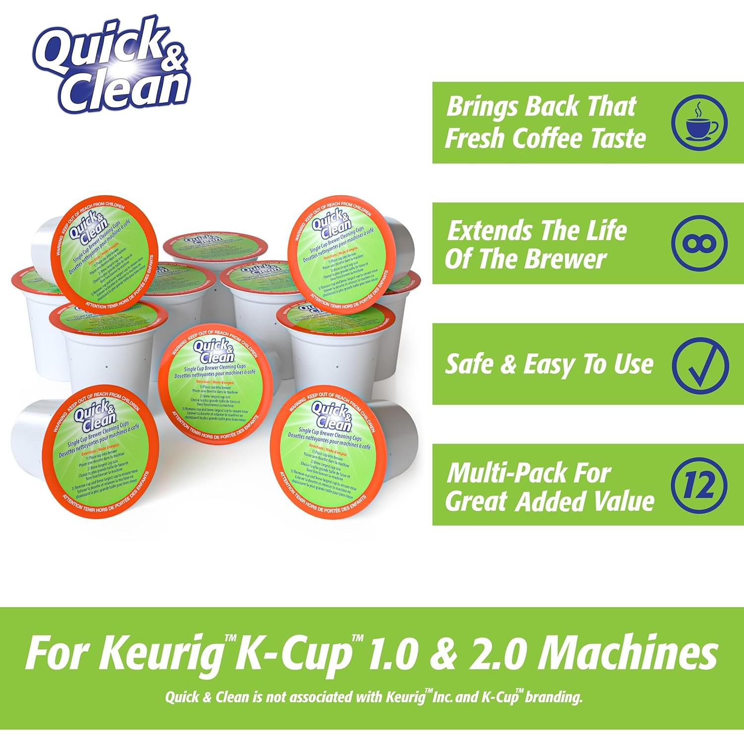 Cápsulas de Limpieza Rápido y Limpio para Keurig - 12 Unidades