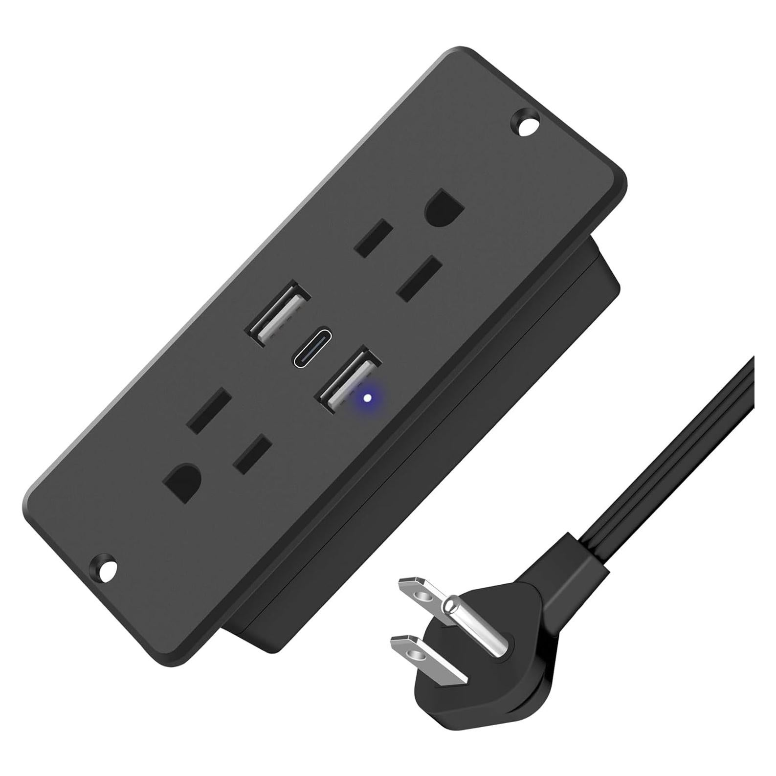 Toma de Corriente Empotrada HHSOET 20W con USB y Enchufe Plano